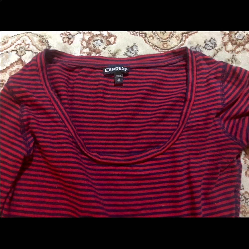 2/$26 Express Long-Sleeve Striped Crewneck Tee XS